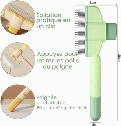 Lot de 2 brosses autonettoyantes pour chiens et chats - Poils courts et longs