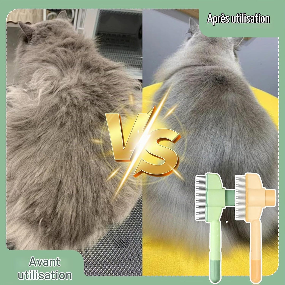 Lot de 2 brosses autonettoyantes pour chiens et chats - Poils courts et longs