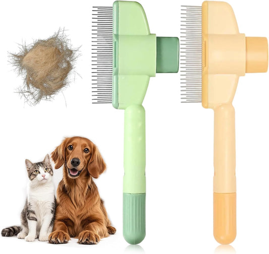 Lot de 2 brosses autonettoyantes pour chiens et chats - Poils courts et longs